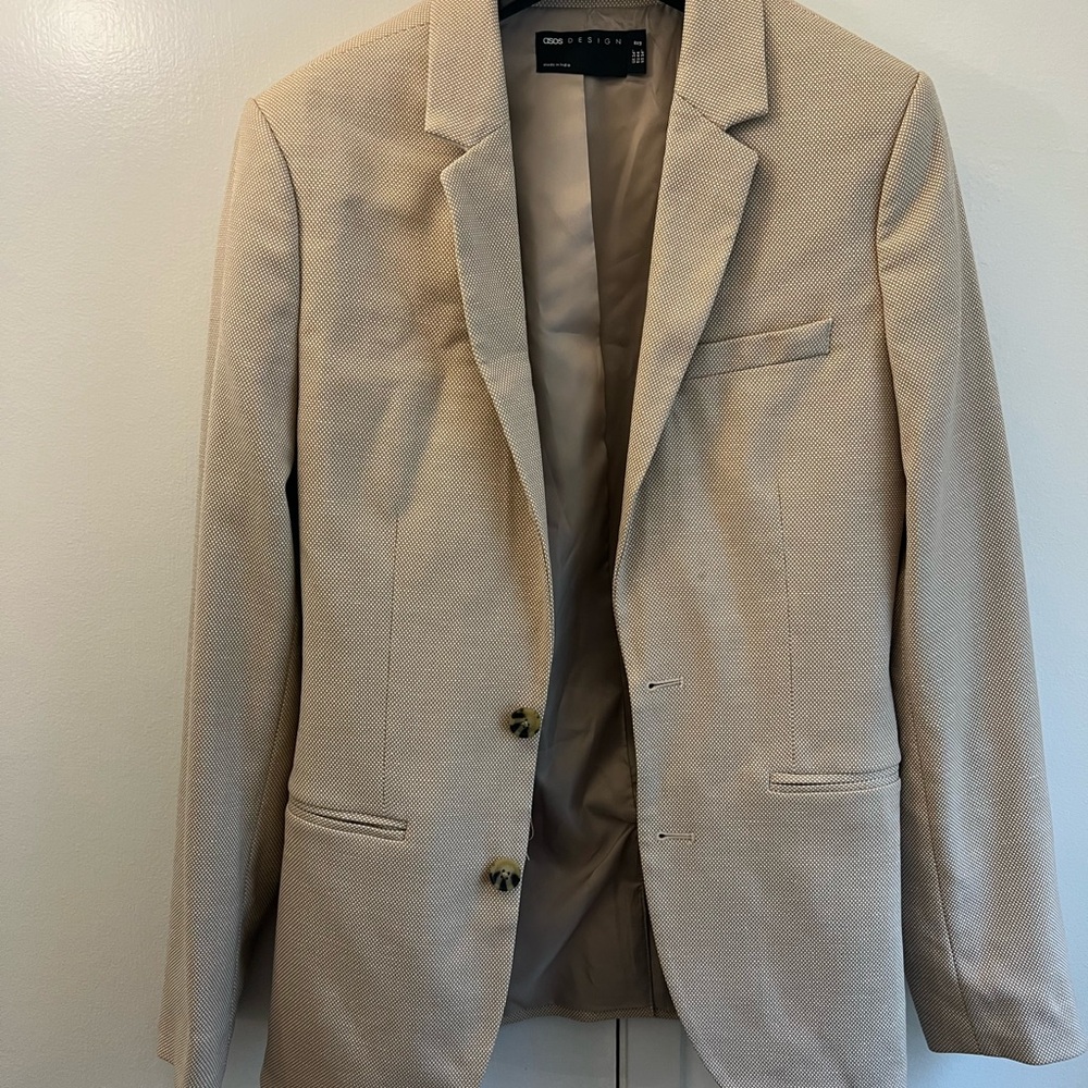 ASOS Linen Blend Light Tan Suit Jacket